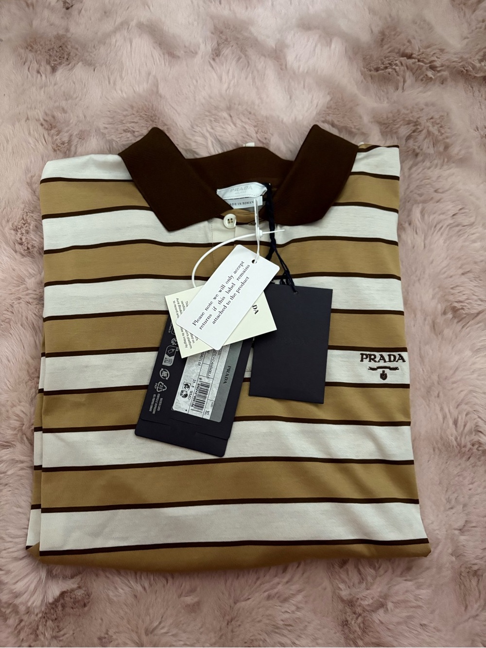 Prada Men's striped "Filo di Scozia" cotton shirt